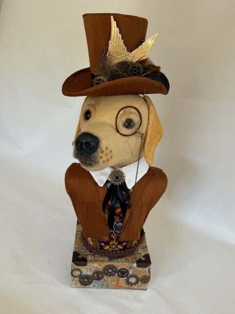 steampunk yellow lab soft sculpture